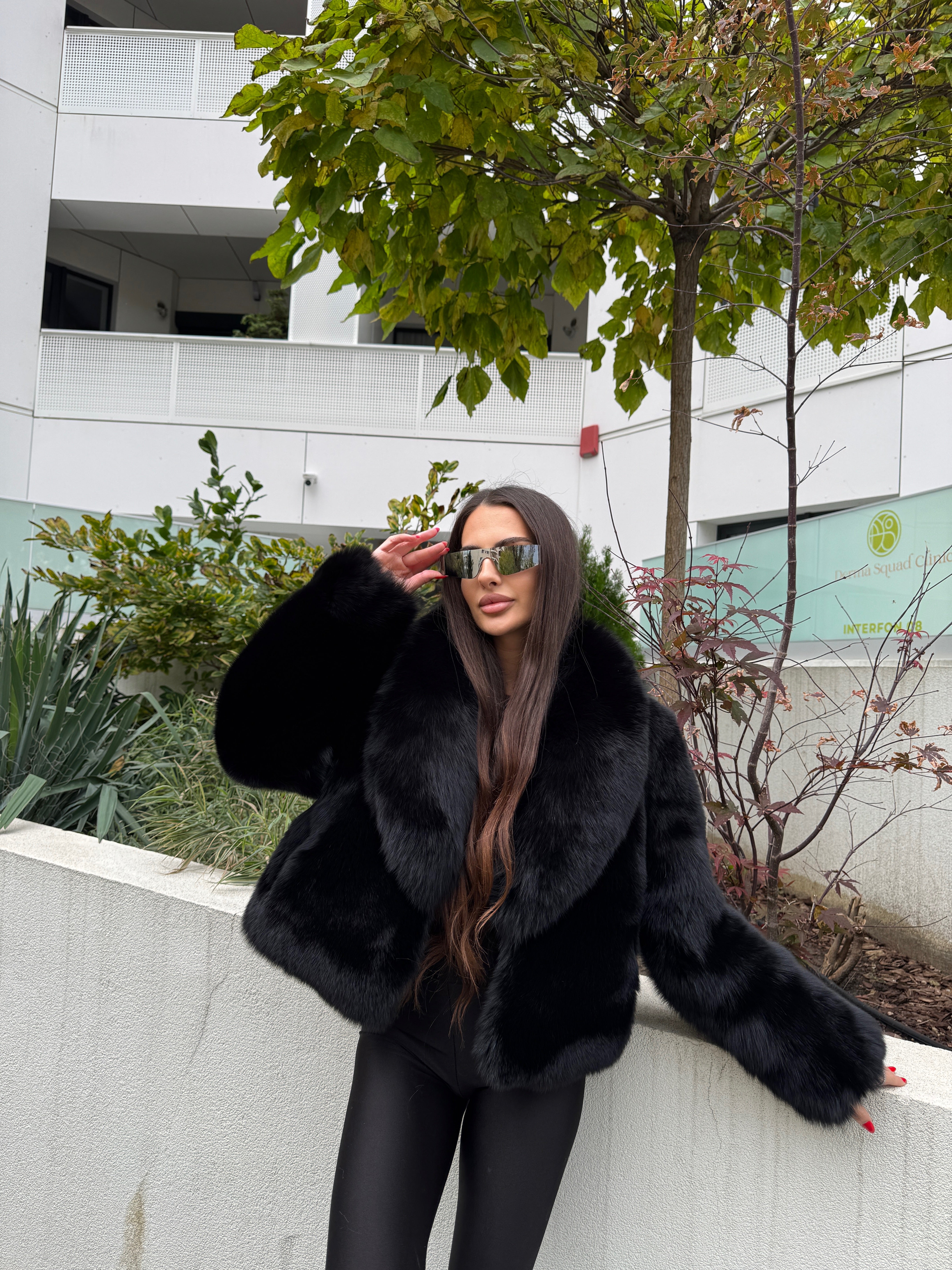 Jacheta Black Icon Vulpe Naturala