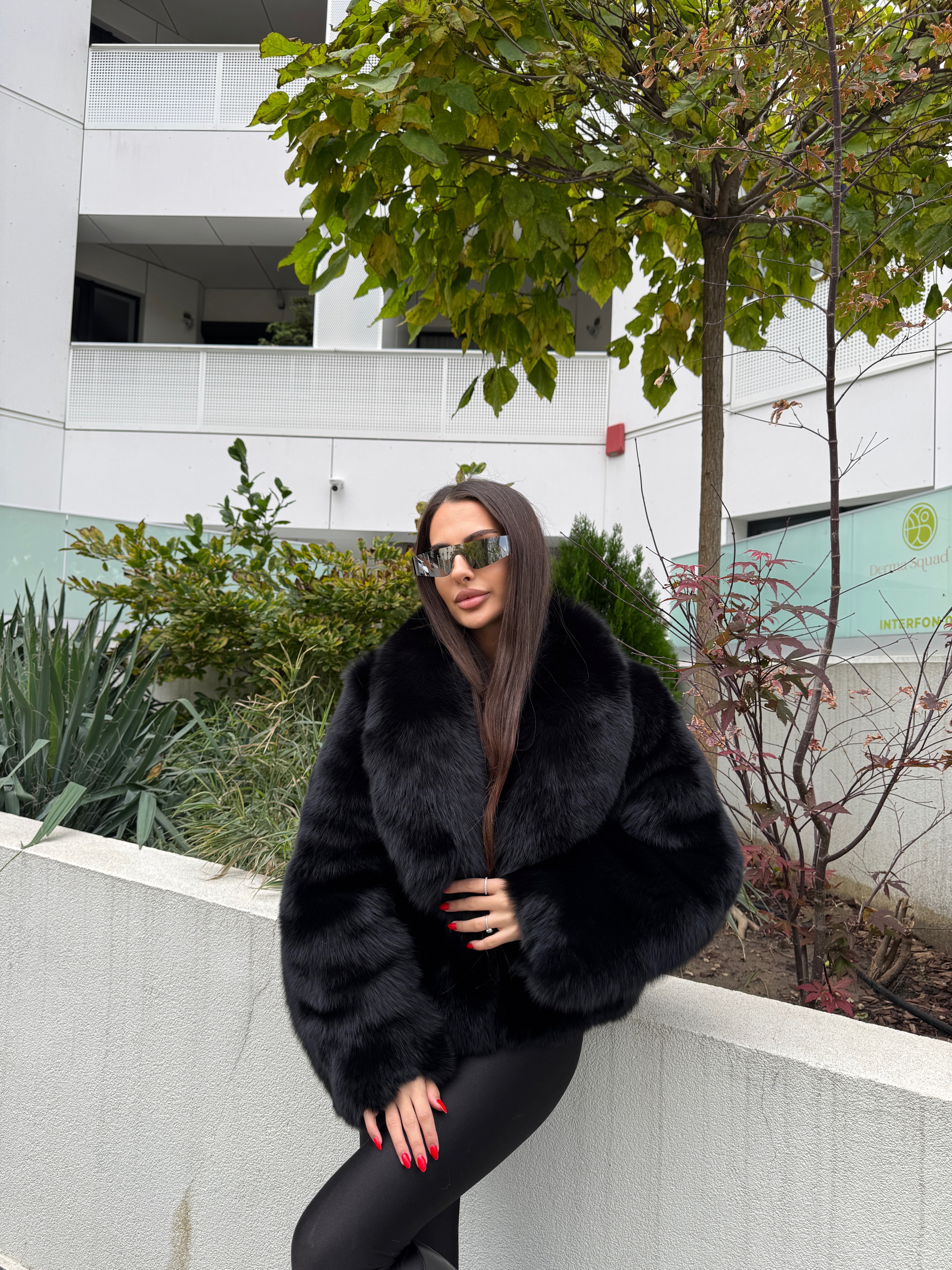 Jacheta Black Icon Vulpe Naturala