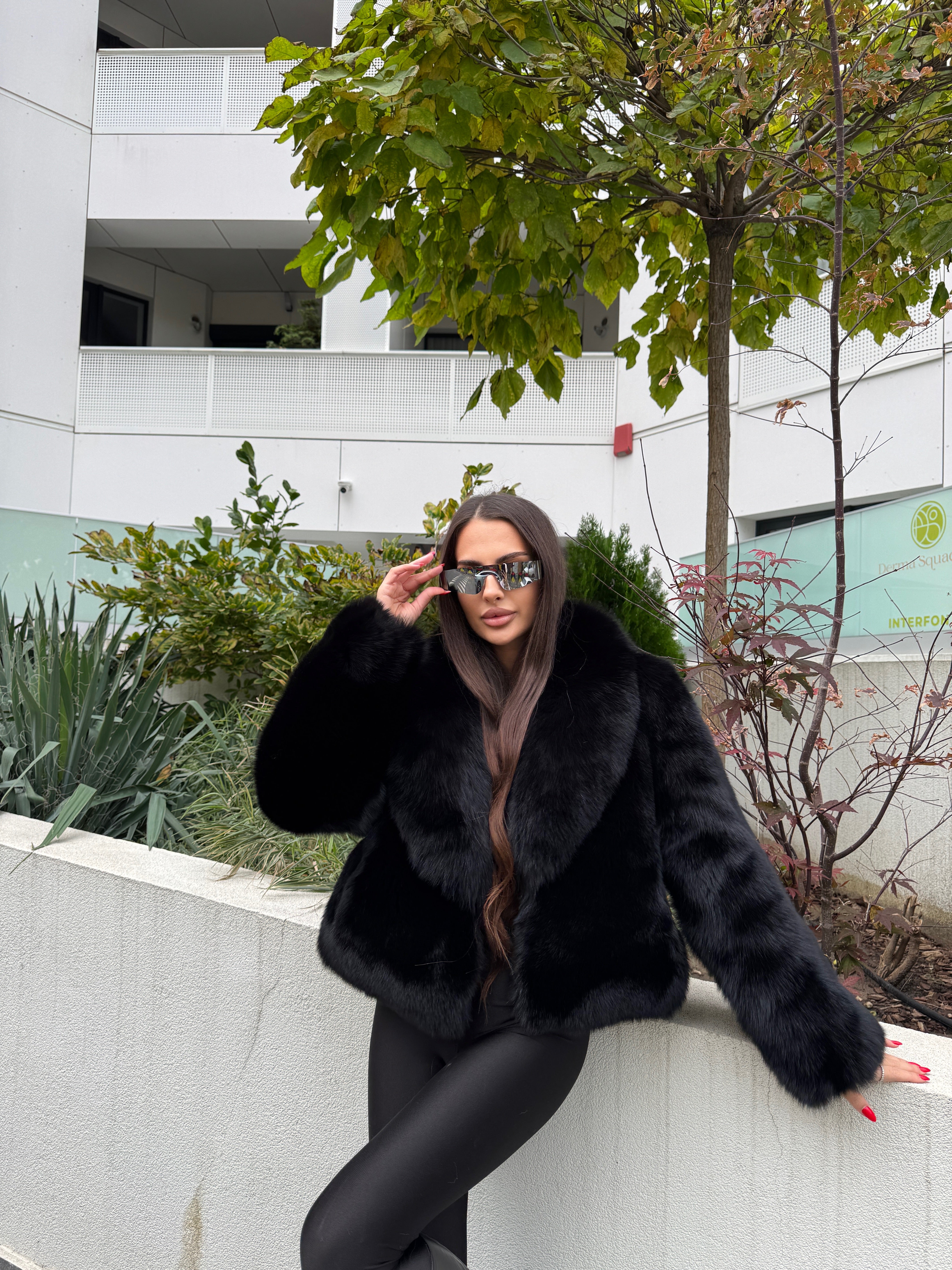 Jacheta Black Icon Vulpe Naturala