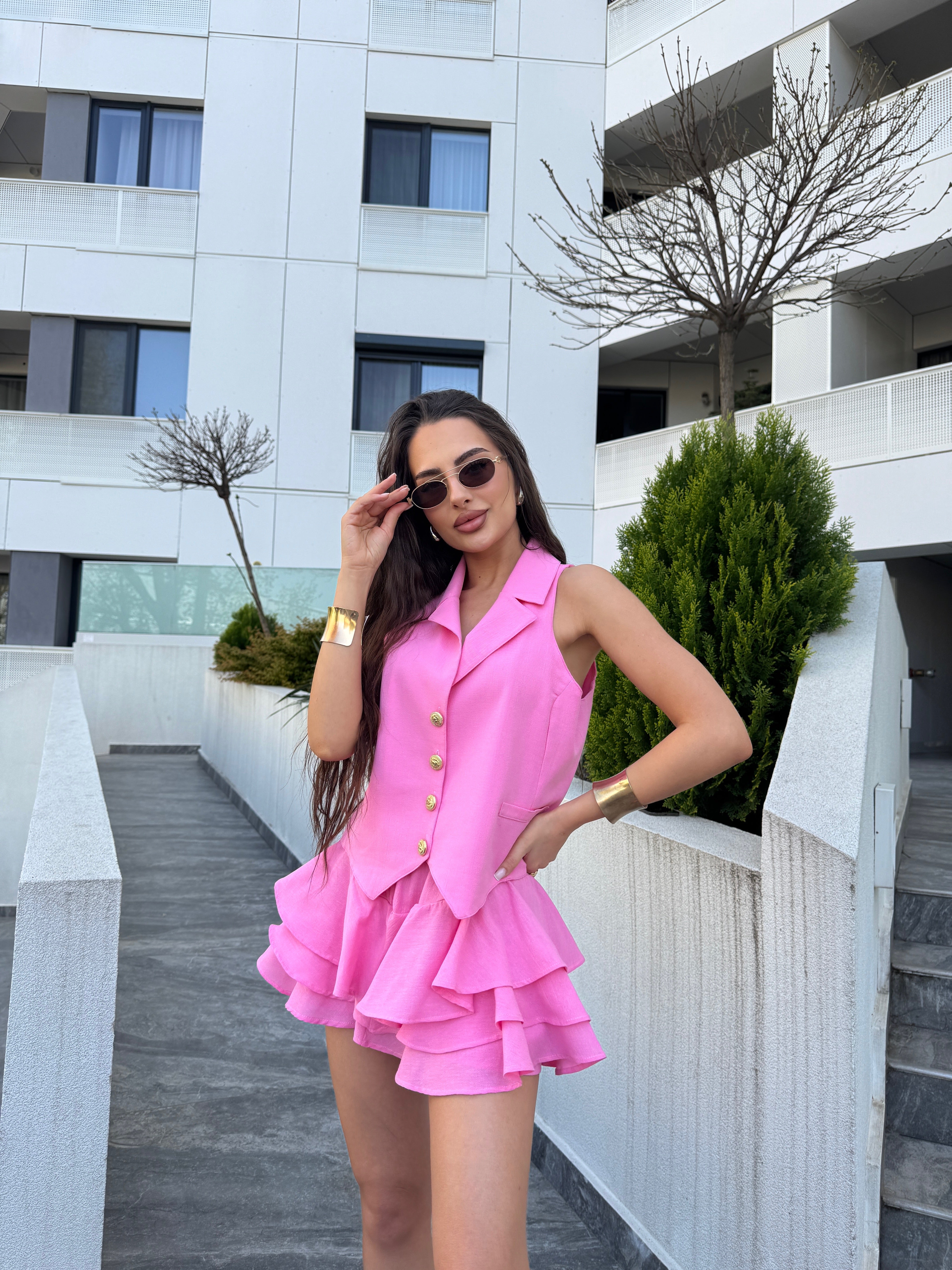 Compleu Famosy Roz Din In Doua Piese