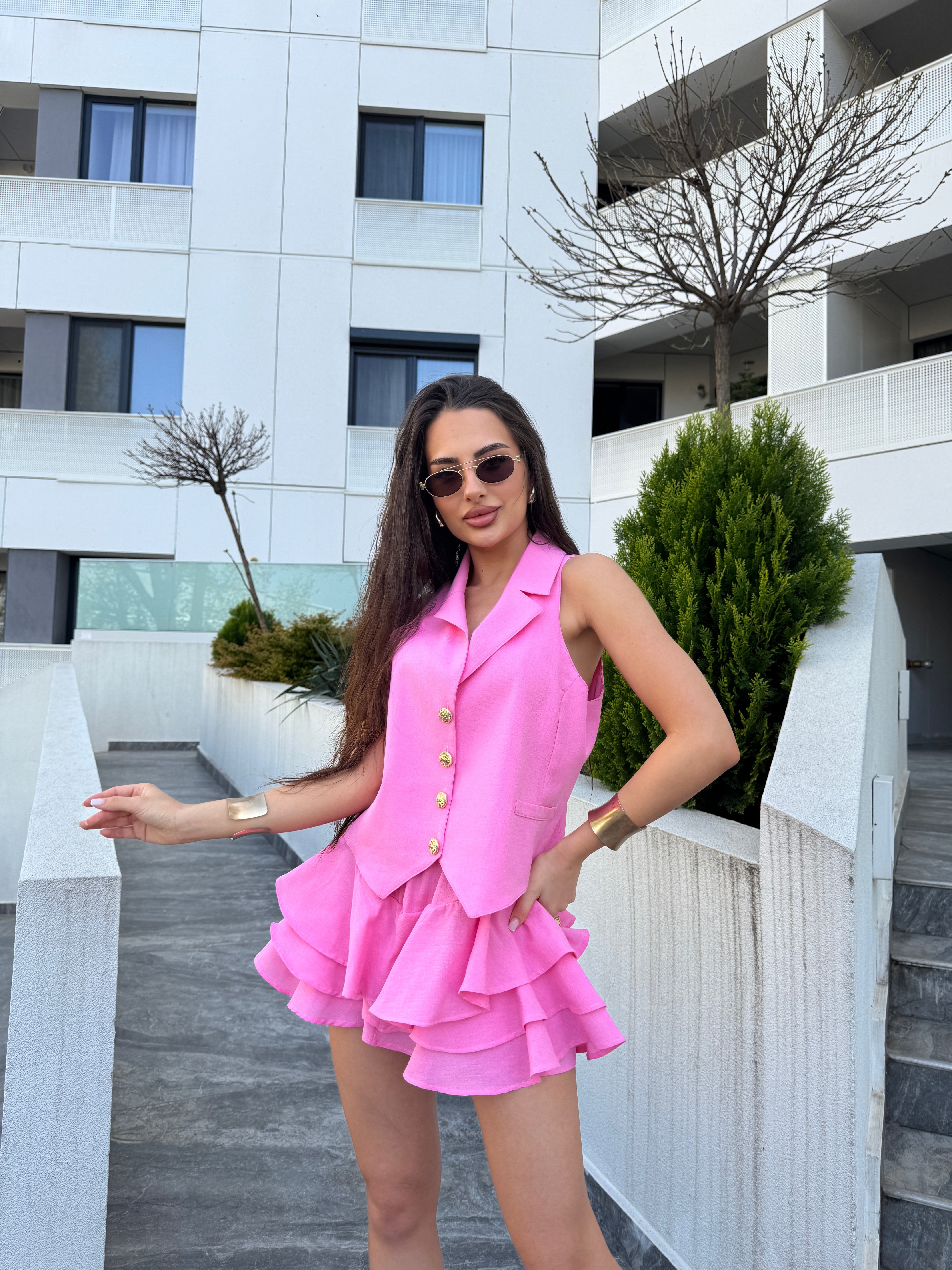 Compleu Famosy Roz Din In Doua Piese