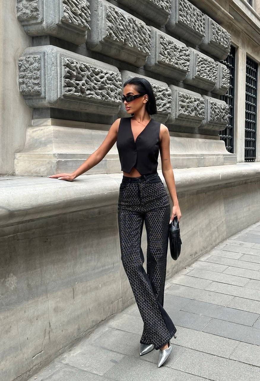 Blugi Statement Vonese Cu Insertii Stralucitoare