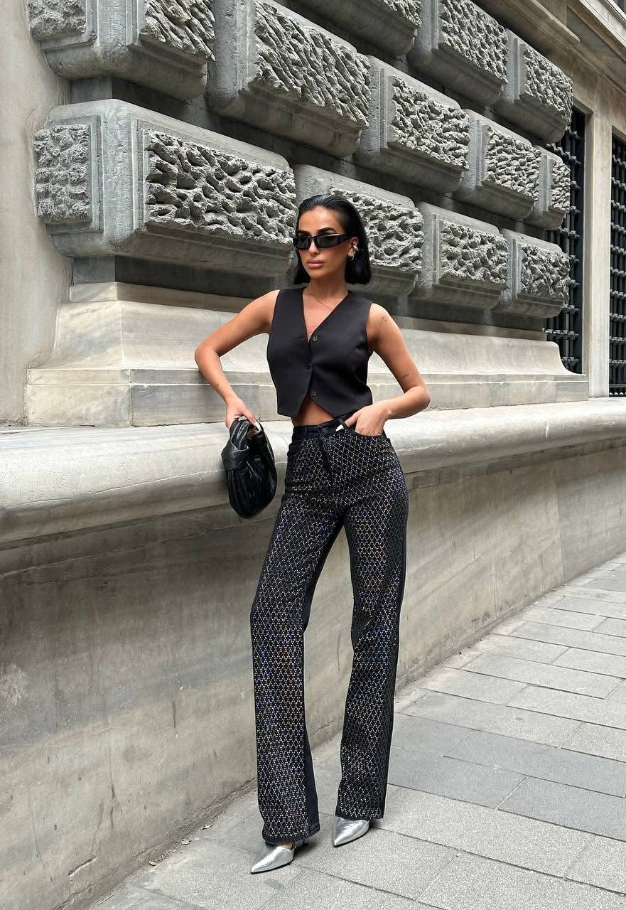 Blugi Statement Vonese Cu Insertii Stralucitoare