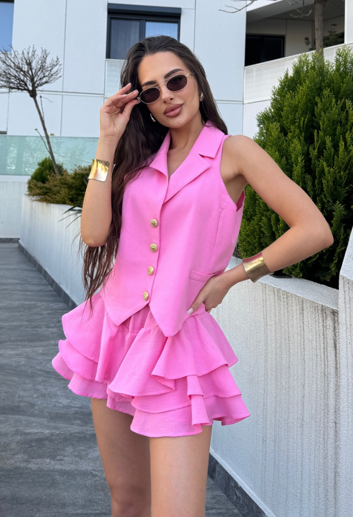 Compleu Famosy Roz Din In Doua Piese