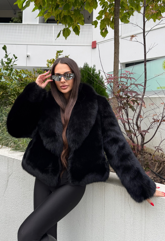 Jacheta Black Icon Vulpe Naturala