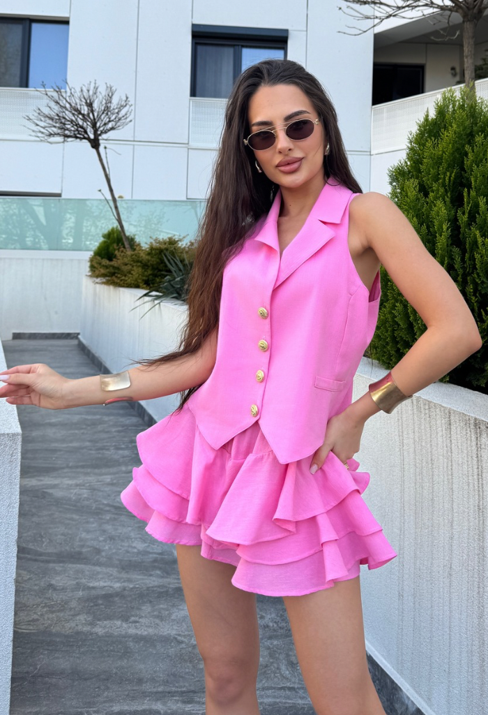 Compleu Famosy Roz Din In Doua Piese