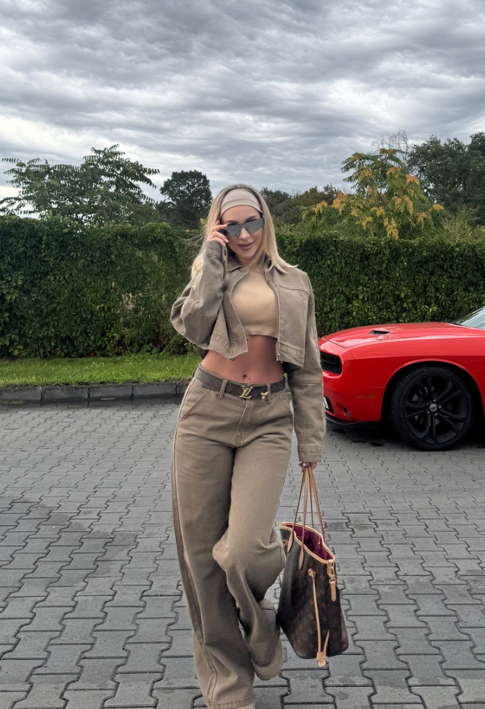 Jachetă Cropped Denim Beige