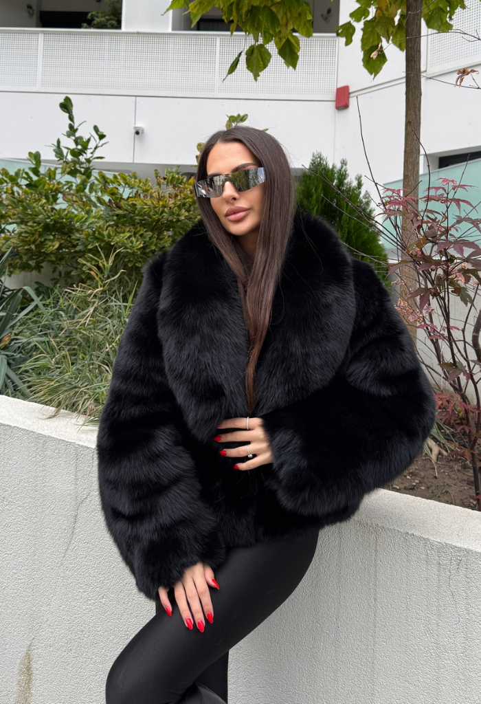 Jacheta Black Icon Vulpe Naturala