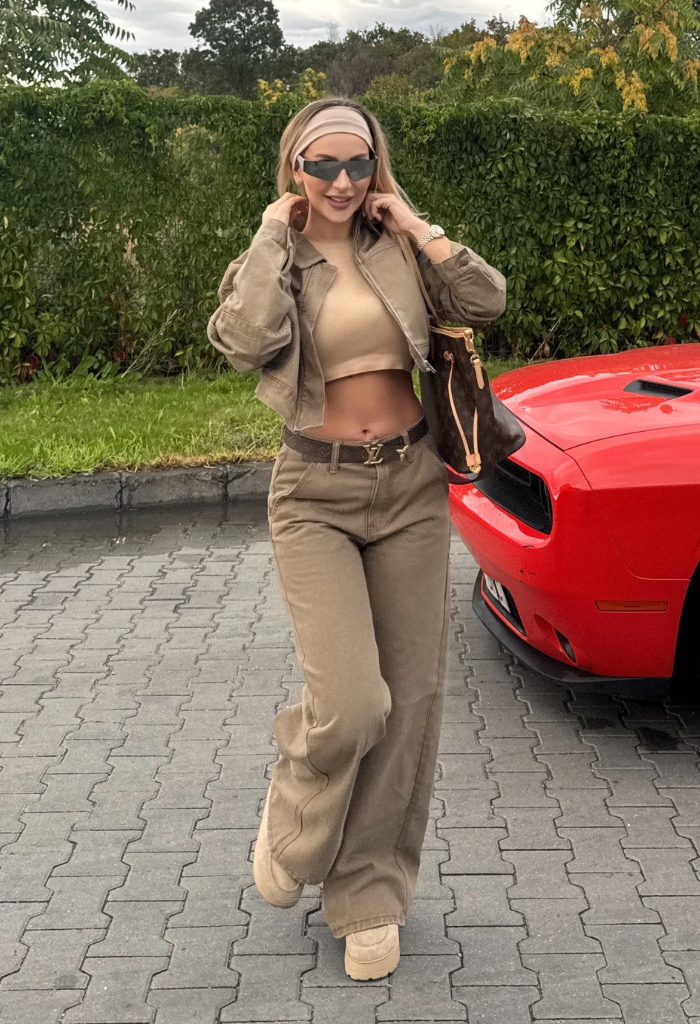 Jachetă Cropped Denim Beige